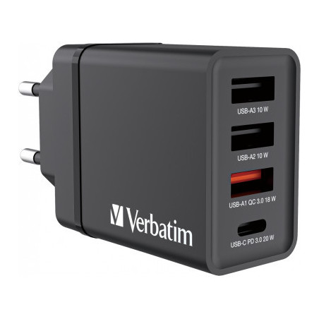 Зарядний пристрій Verbatim USB 30W PD3.0 4-ports black (49700)