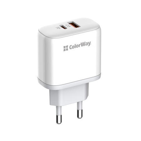 Зарядний пристрій ColorWay Power Delivery Port PPS USB (Type-C PD+ USB QC3.0) (45W) white (CW-CHS042PD-WT)