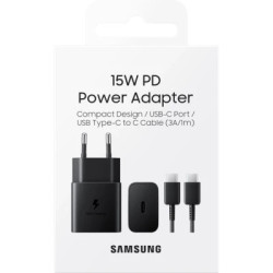 Зарядний пристрій Samsung USB-С 15W Black + Cable USB-C 1m (EP-T1510XBEGEU)
