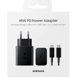 Зарядний пристрій Samsung 45W Compact Power Adapter (w C to C Cable) Black (EP-T4511XBEGEU)