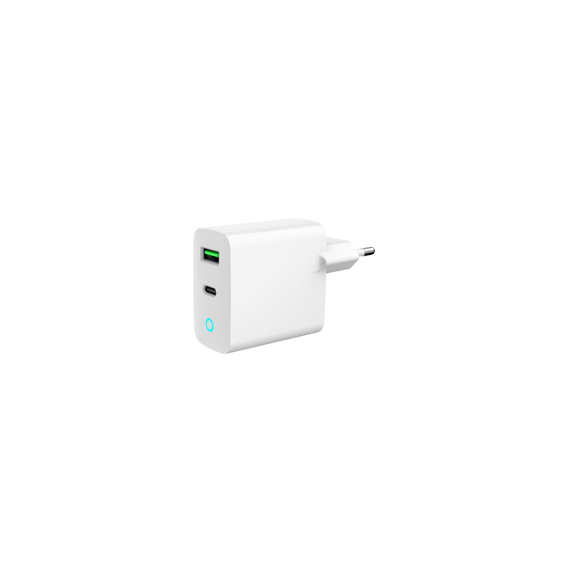 Зарядний пристрій Gembird 1xUSB-A + 1 Type-C (PD20Вт + QC3.0 18Вт) white (TA-UC-PDQC20L-W-01)