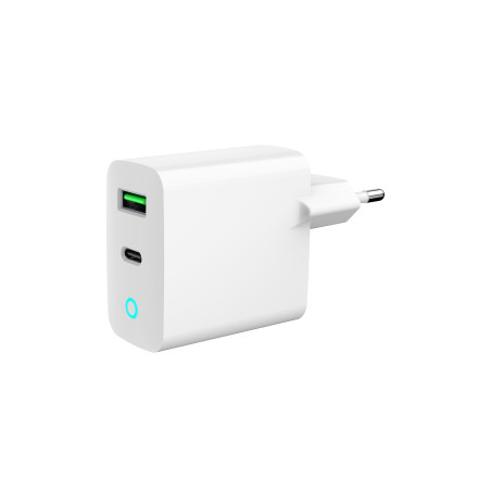 Зарядний пристрій Gembird 1xUSB-A + 1 Type-C (PD20Вт + QC3.0 18Вт) white (TA-UC-PDQC20L-W-01)