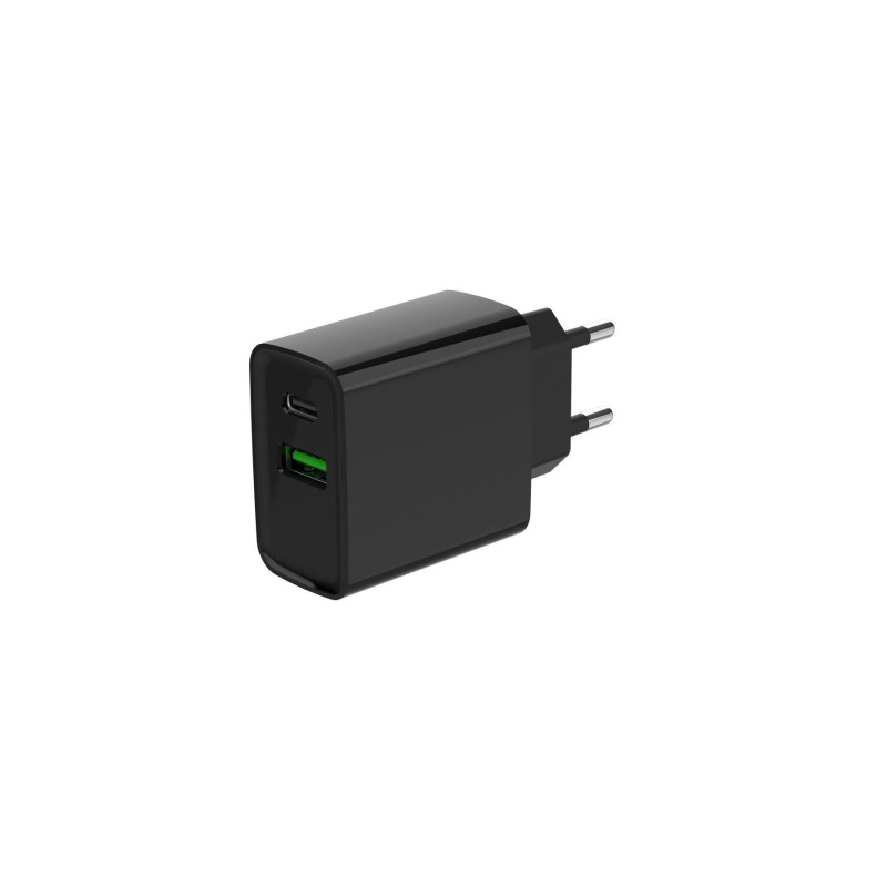 Зарядний пристрій Gembird 1xUSB-A + 1 Type-C (PD20Вт + QC3.0 18Вт) black (TA-UC-PDQC20-01-BK)