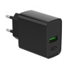 Зарядний пристрій Gembird 1xUSB-A + 1 Type-C (PD20Вт + QC3.0 18Вт) black (TA-UC-PDQC20-01-BK)