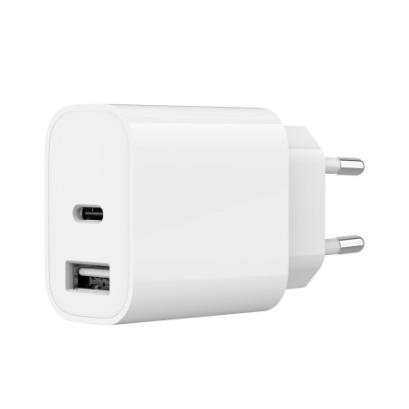 Зарядний пристрій Gembird 1xUSB-A+1xUSB-C 5V/2.4A (12W) white (TA-UC-2AC12-01)