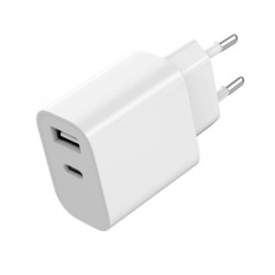 Зарядний пристрій Gembird 1xUSB-A+1xUSB-C 5V/2.4A (12W) white (TA-UC-2AC12-01)