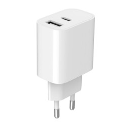 Зарядний пристрій Gembird 1xUSB-A+1xUSB-C 5V/2.4A (12W) white (TA-UC-2AC12-01)