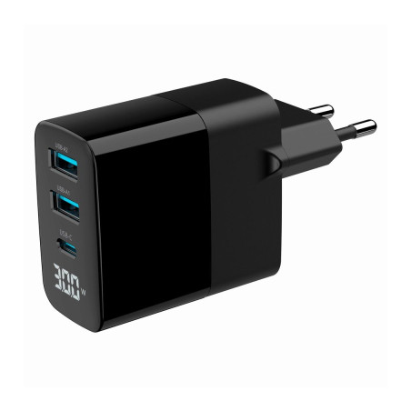 Зарядний пристрій Gembird 2хUSB-A (QC3.0 18W) + 1хType-C (PD20W) LCD black (TA-UC-PDQC30LCD-BK-02)