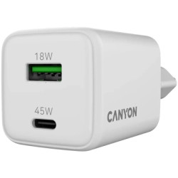 Зарядний пристрій Canyon CU45AC GaN 45W 1xPD 1xQC EU White (CNS-CUW45AC)