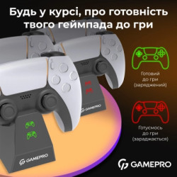 Зарядний пристрій GamePro CHS420B Для геймпадів DualSense PS5 Black (CHS420B)