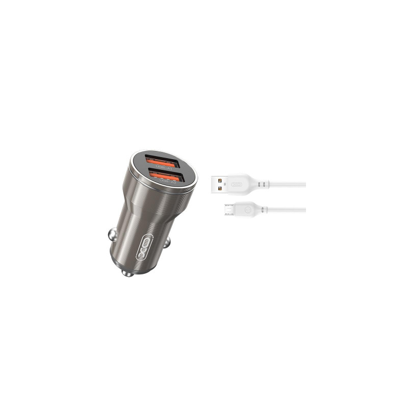 Зарядний пристрій XO CC48 2.4A/2 USB + microUSB Grey (XO-CC48m-GR)
