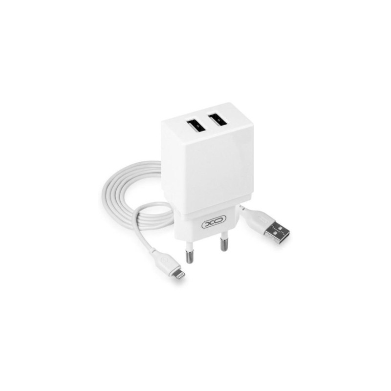 Зарядний пристрій XO L75 2USB/2.4A + Lightning White (XO-L75-L)