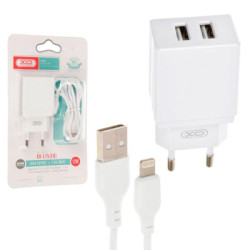 Зарядний пристрій XO L75 2USB/2.4A + Lightning White (XO-L75-L)