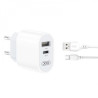Зарядний пристрій XO L97 (1Type-C/1USB/2.4A) + USB - MicroUSB White (XO-L97-MC)