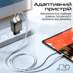 Зарядний пристрій Promate 18W 2xUSB-A (biplug-qc3.eu-bk)