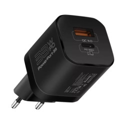 Зарядний пристрій Promate 33W USB-C + USB-A (powerport-33.black)