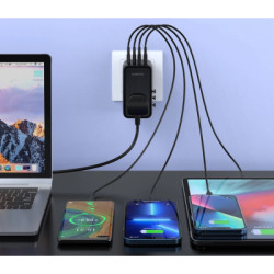 Зарядний пристрій Choetech 4xUSB 100W PD (2хUSB-C+2хUSB-A) сharger diamond model black (PD6028-BK)