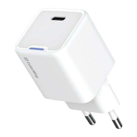 Зарядний пристрій ColorWay GaN Mini 25W PD Port PPS USB-C white (CW-CHS052PD-WT)