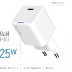 Зарядний пристрій ColorWay GaN Mini 25W PD Port PPS USB-C white (CW-CHS052PD-WT)