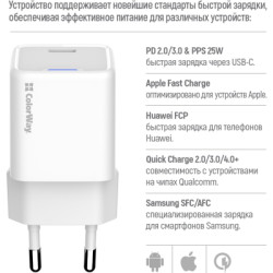 Зарядний пристрій ColorWay GaN Mini 25W PD Port PPS USB-C white (CW-CHS052PD-WT)