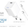 Зарядний пристрій ColorWay GaN Mini 25W PD Port PPS USB-C white cable Type-C (CW-CHS052PDC-WT)