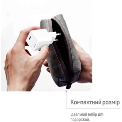 Зарядний пристрій ColorWay GaN Mini 25W PD Port PPS USB-C white cable Type-C (CW-CHS052PDC-WT)