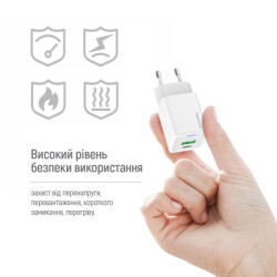 Зарядний пристрій ColorWay GaN Mini 30W PD Port PPS USB (Type-C PD + USB QC4.0) cable Type-C (CW-CHS053PDC-WT)