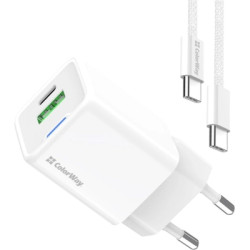 Зарядний пристрій ColorWay GaN Mini 35W PD Port PPS USB (Type-C PD + USB QC4.0) cable Type-C (CW-CHS055PDC-WT)