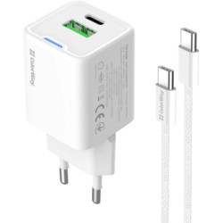 Зарядний пристрій ColorWay GaN Mini 35W PD Port PPS USB (Type-C PD + USB QC4.0) cable Type-C (CW-CHS055PDC-WT)