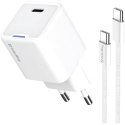 Зарядний пристрій ColorWay GaN Mini 35W PD Port PPS USB-C white cable Type-C (CW-CHS056PDC-WT)