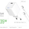 Зарядний пристрій ColorWay GaN Mini 35W PD Port PPS USB-C white cable Type-C (CW-CHS056PDC-WT)
