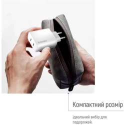 Зарядний пристрій ColorWay GaN Mini 50W PD Port PPS USB (Type-C PD 30W + Type-C PD 20W) white (CW-CHS050PD-WT)