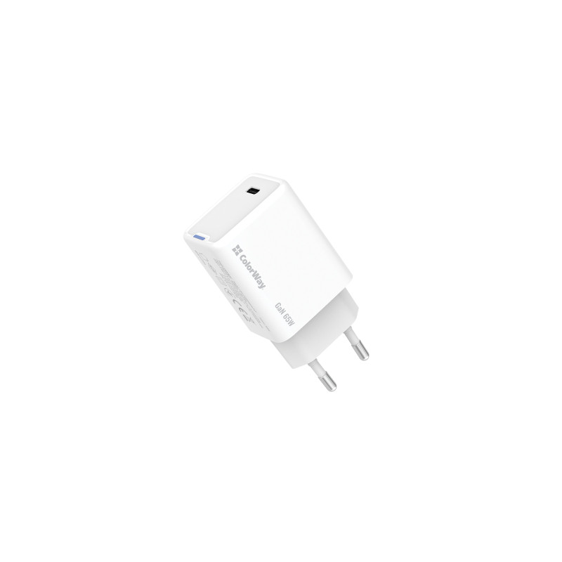 Зарядний пристрій ColorWay GaN Mini 65W PD Port PPS USB-C white (CW-CHS049PD-WT)