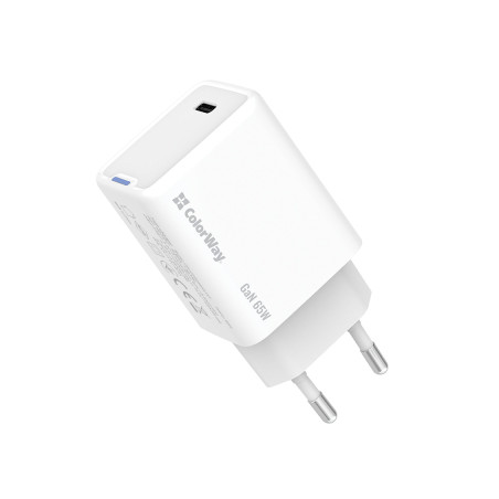 Зарядний пристрій ColorWay GaN Mini 65W PD Port PPS USB-C white (CW-CHS049PD-WT)