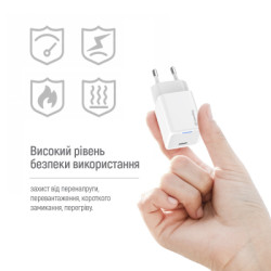 Зарядний пристрій ColorWay GaN Mini 65W PD Port PPS USB-C white (CW-CHS049PD-WT)