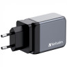 Зарядний пристрій Verbatim GaN 65 W 3 ports (2xUSB-C-65 W /USB-A -3.0) (32201)