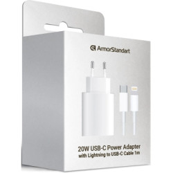 Зарядний пристрій Armorstandart AMHJ83 20W USB-C White + cable USB-C to Lightning (ARM77724)