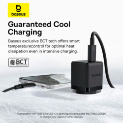 Зарядний пристрій Baseus Palm Fast Charger 1C 20W + Cable 1.0m Type-C 60W black (P10111602113-01)