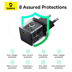 Зарядний пристрій Baseus Palm Fast Charger 1C 20W + Cable 1.0m Type-C 60W black (P10111602113-01)