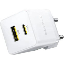 Зарядний пристрій Baseus Palm Fast Charger C+U 20W moon white (P10111608213-00)