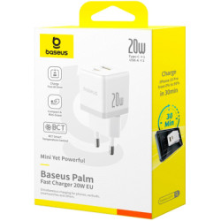 Зарядний пристрій Baseus Palm Fast Charger C+U 20W moon white (P10111608213-00)