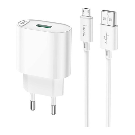 Зарядний пристрій HOCO C109A Fighter USB QC3.0 + cable Micro 5P White (6931474784827)