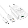 Зарядний пристрій HOCO C109A Fighter USB QC3.0 + cable Micro 5P White (6931474784827)