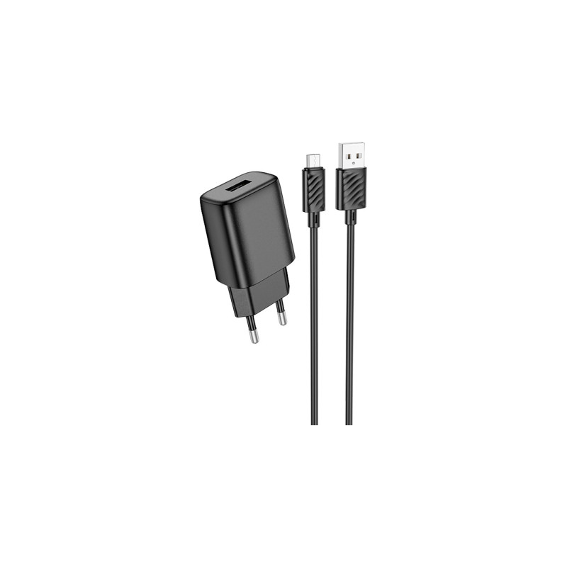 Зарядний пристрій HOCO C134A Solid USB + cable USB to Micro 5P Black (6942007621335)