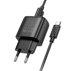 Зарядний пристрій HOCO C140A Smart USB QC3.0 + cable USB to USB-C Black (6942007627825)
