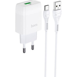 Зарядний пристрій HOCO C72Q Glorious USB QC3.0 + cable USB to USB-C 18W White (6931474732552)