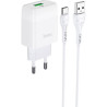Зарядний пристрій HOCO C72Q Glorious USB QC3.0 + cable USB to USB-C 18W White (6931474732552)