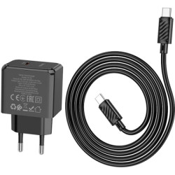 Зарядний пристрій HOCO CS13A Ocean USB-C PD20W + cable USB-C to USB-C Black (6942007603843)