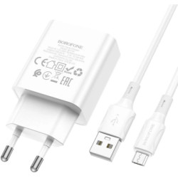 Зарядний пристрій BOROFONE BA74A Aspirer USB + cable USB to Micro 5P White (6974443388664)