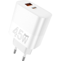 Зарядний пристрій WUW C209 1xUSB-C PD45W + 1xUSB QC3.0 18W White (WUW-C209)